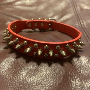 RED TEMERRYCA  spiked studded dog collar
